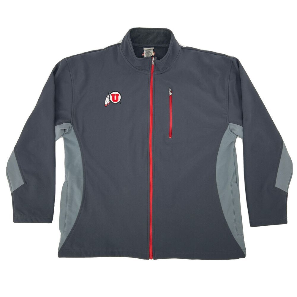 Utah Utes Jacket Men's XL Gray‎ Knights Apparel Long Sleeve Full Zip Soft Shell